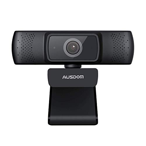 AUSDOM Webcam, Autofokus Webcam mit Mikrofon, Privatsphäre, Plug and Play USB Computer Web Kamera für Pro Streaming/Online Teaching/Video Calling/Zoom/Skype (Schwarz-1080P)