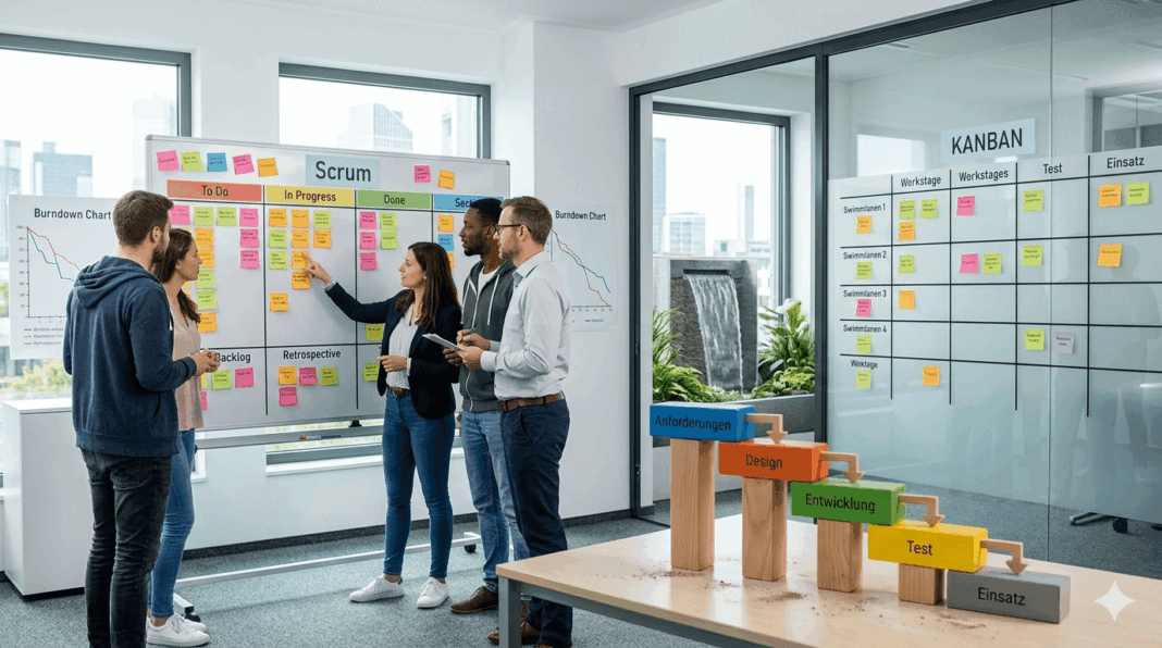Agile Softwareentwicklung einfach erklärt – Scrum, Kanban & der Unterschied zum Wasserfallmodell Agile Softwareentwicklung einfach erklärt – Scrum Kanban und der Unterschied zum Wasserfallmodell