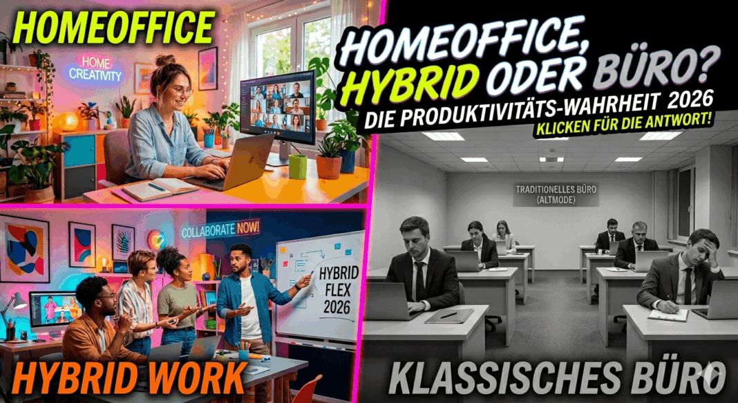 Homeoffice, Hybrid oder Büro? Die Produktivitäts-Wahrheit 2026 Homeoffice Hybrid oder Büro Die Produktivitäts-Wahrheit 2026