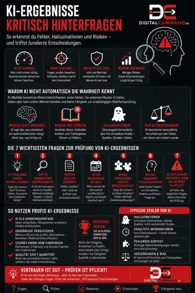 KI-Ergebnisse kritisch hinterfragen- Infografik