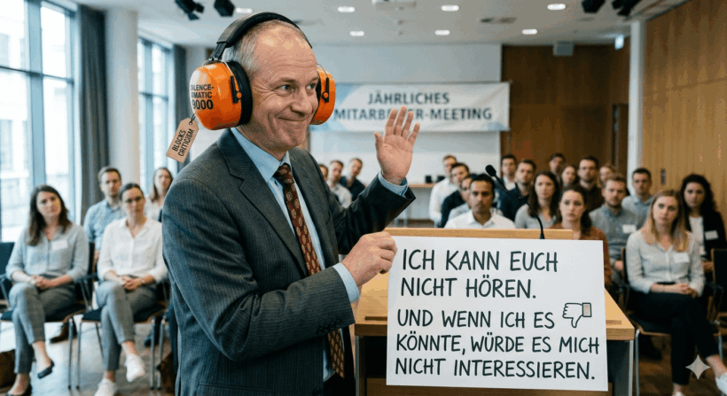 Schlechte Führungskraft -hört niemals zu und zeigt kein Interesse