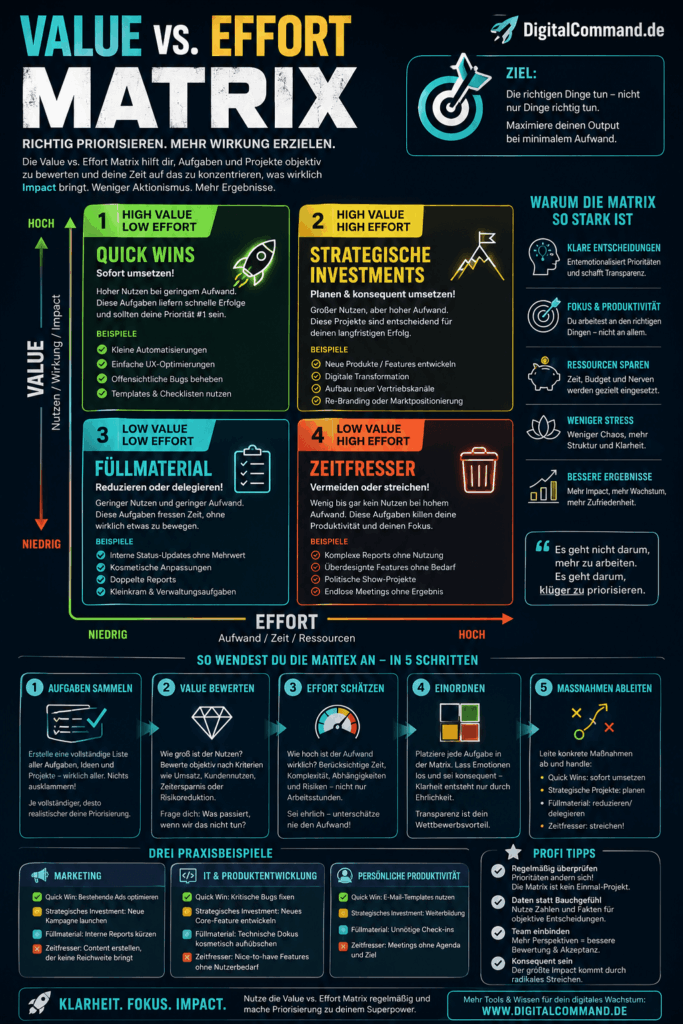 Value-vs-Effort-Matrix Infografik zur Priorisierung