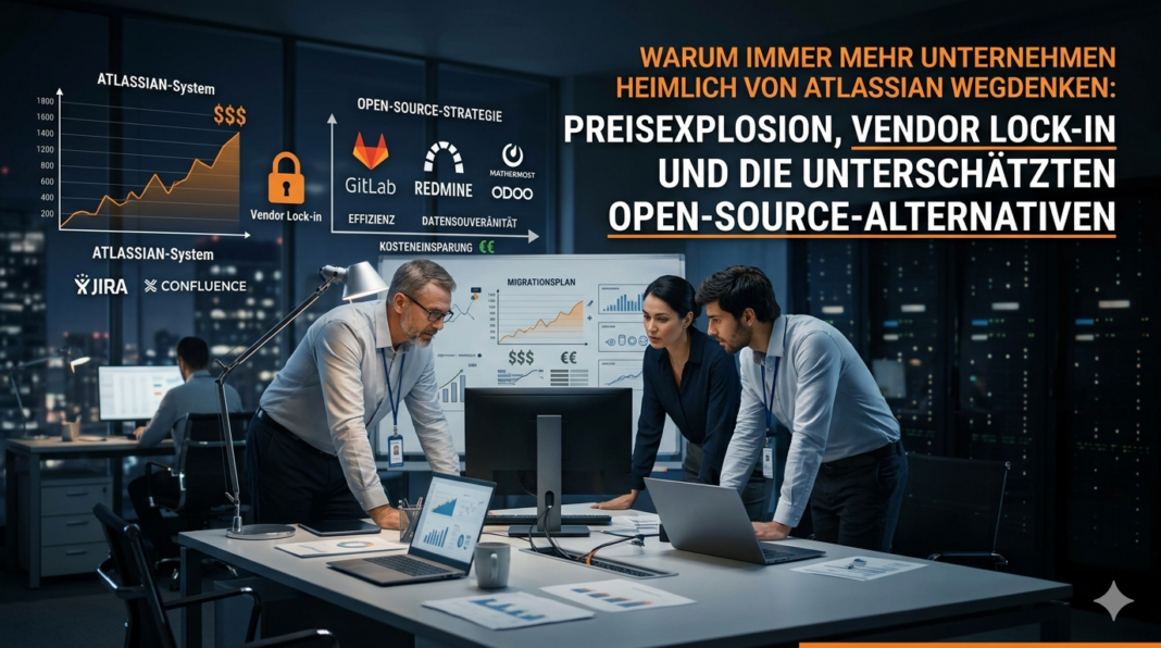 Warum immer mehr Unternehmen heimlich von Atlassian wegdenken: Preisexplosion, Vendor Lock-in und die unterschätzten Open-Source-Alternativen Warum immer mehr Unternehmen heimlich von Atlassian wegdenken - von Preisexplosion Vendor Lock-in und die unterschätzten Open-Source-Alternativen